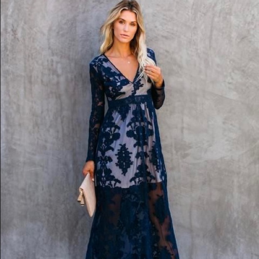 Vici long sleeve lace maxi dress